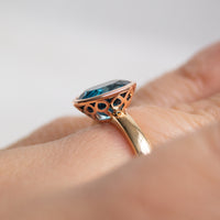 Limited Edition 9K Yellow & Rose Gold Oval Cut London Blue Topaz Ring