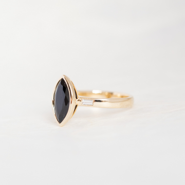 Yellow Gold Tasmanian Black Spinel Ring (Limited Edition)