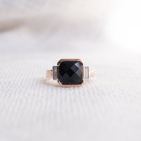 Checkerboard Cut Tasmanian Black Spinel Cocktail Ring (Limited Edition)