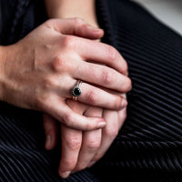 Tasmanian Black Spinel Luna Ring