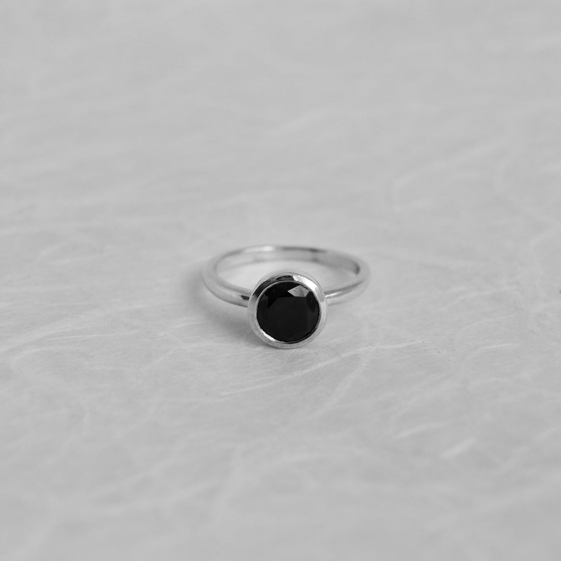 Tasmanian Black Spinel Luna Ring