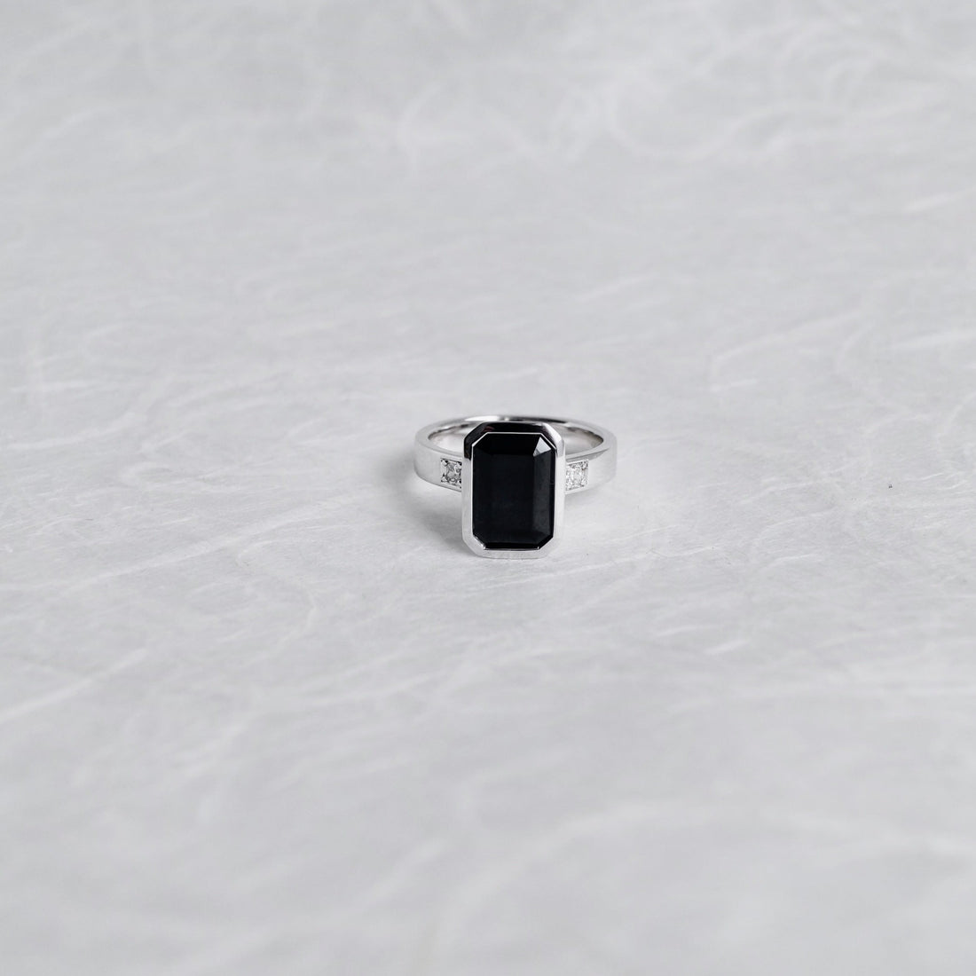 White Gold Tasmanian Black Spinel Ring (Limited Edition)