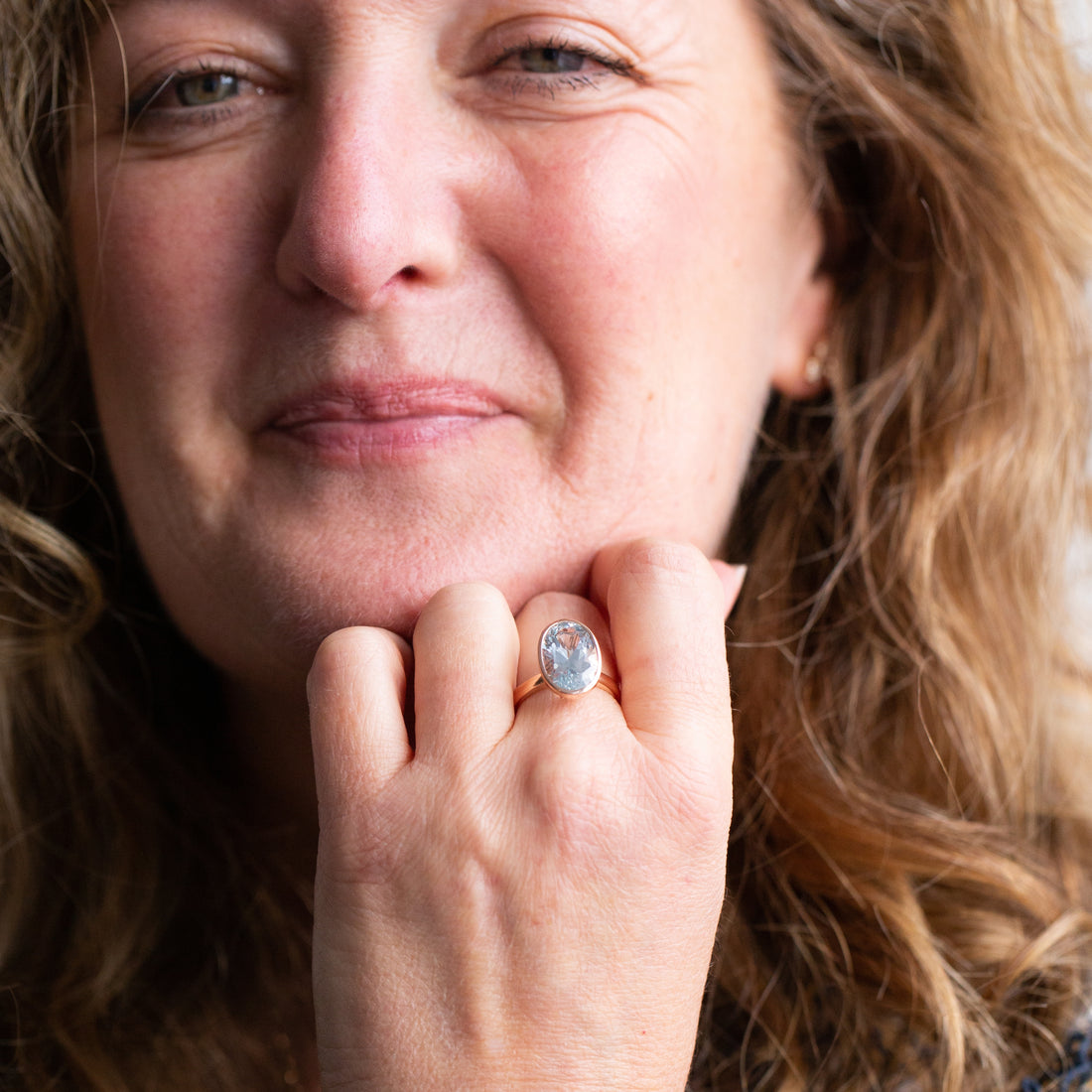 Limited Edition Rose Gold Oval Cut "Ice Blue" Killiecrankie Cocktail Ring