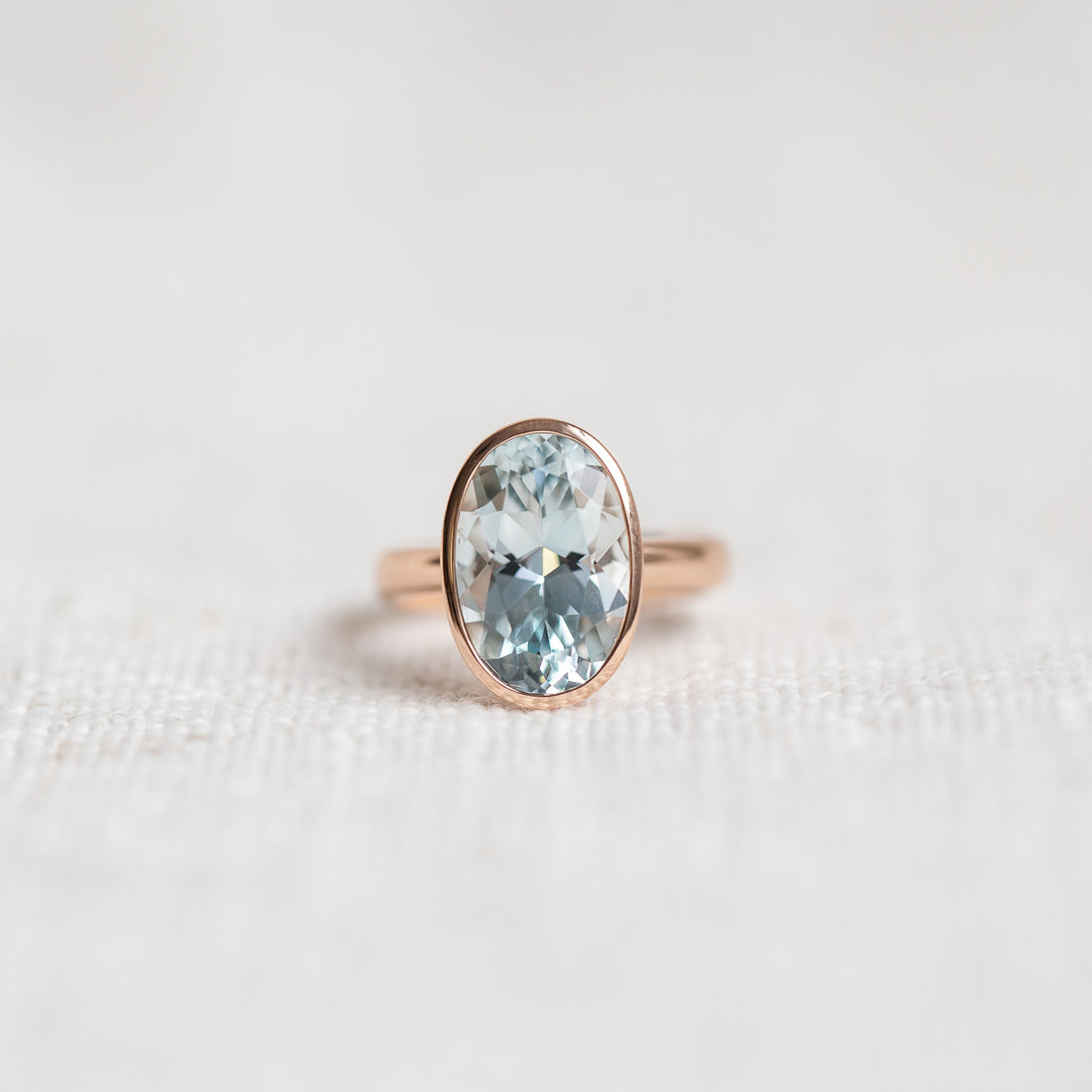 Limited Edition Rose Gold Oval Cut "Ice Blue" Killiecrankie Cocktail Ring