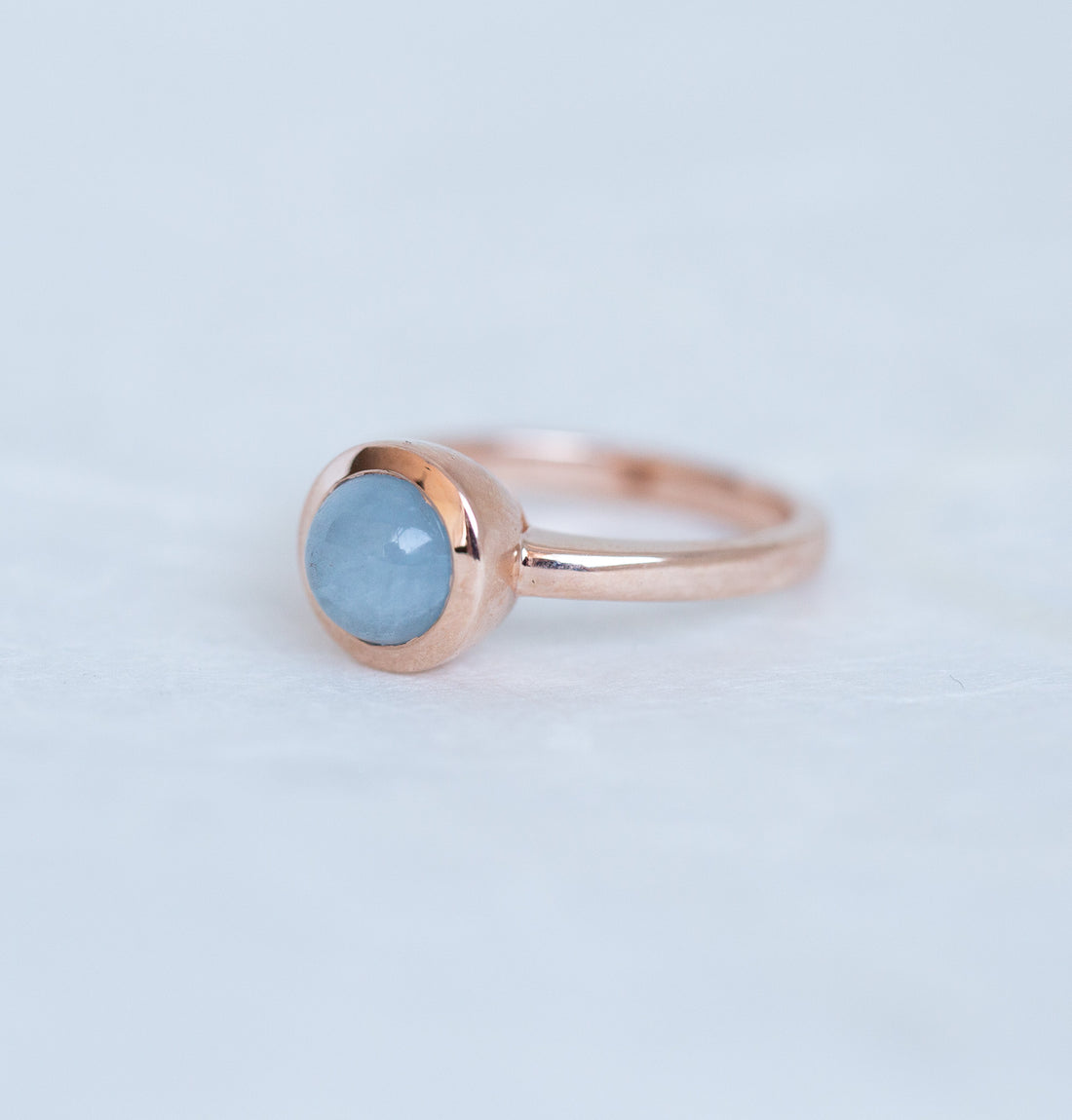 Rose Gold Ring with Aquamarine Cabochon (Limited Edition)