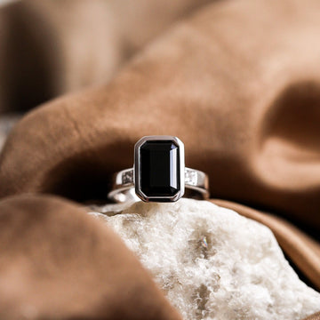 White Gold Tasmanian Black Spinel Ring (Limited Edition)