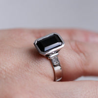 White Gold Tasmanian Black Spinel Ring (Limited Edition)