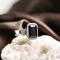 White Gold Tasmanian Black Spinel Ring (Limited Edition)