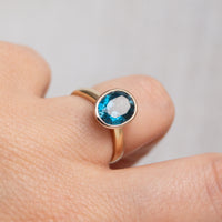 Limited Edition 9K Yellow & Rose Gold Oval Cut London Blue Topaz Ring