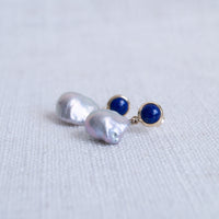 Limited Edition Lapis Lazuli & Freshwater Pearl Drop Earrings