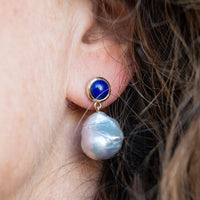 Limited Edition Lapis Lazuli & Freshwater Pearl Drop Earrings