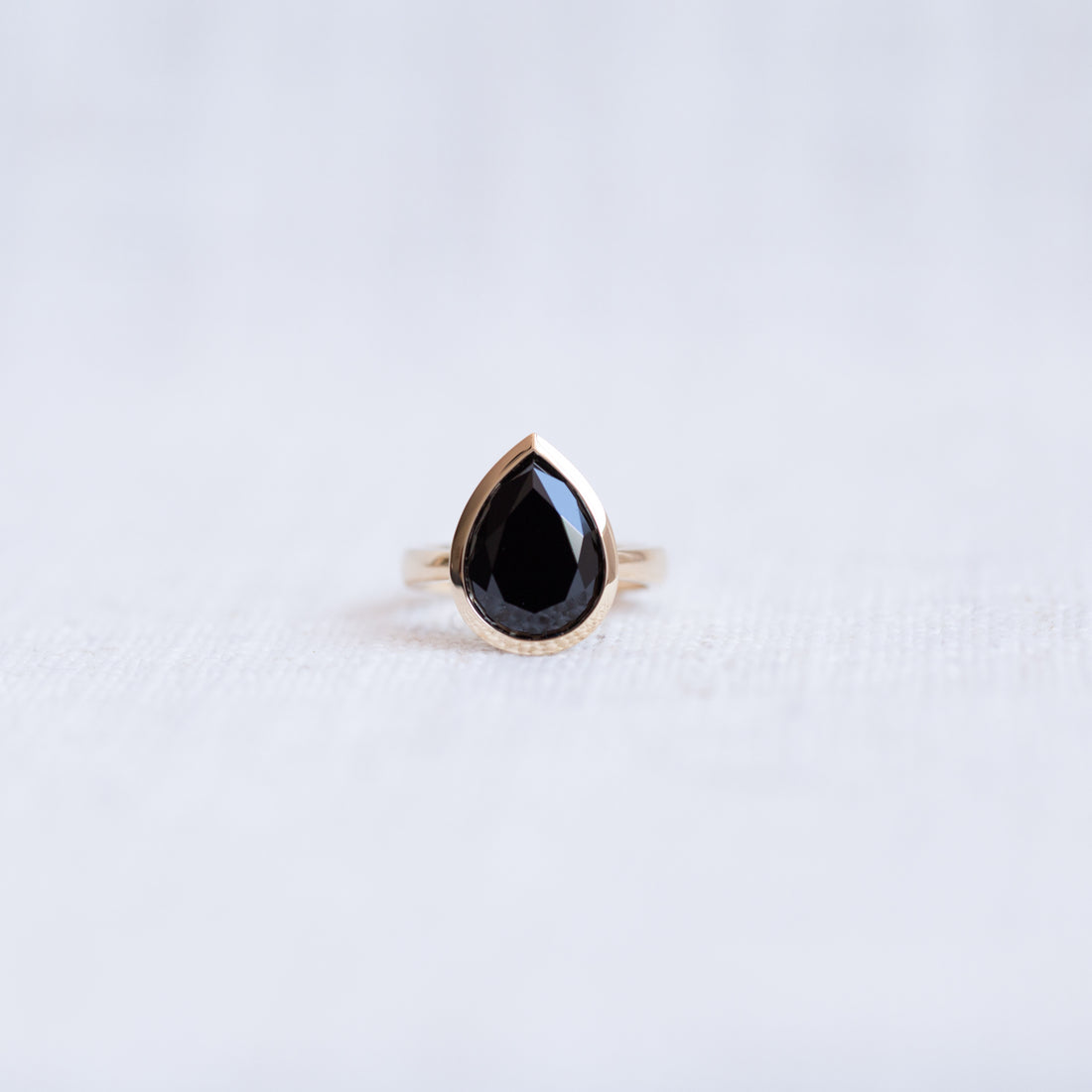 Pear Cut Tasmanian Black Spinel Cocktail Ring (Limited Edition)