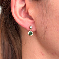 Green Tourmaline and Diamond Earrings