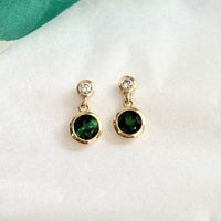 Green Tourmaline and Diamond Earrings