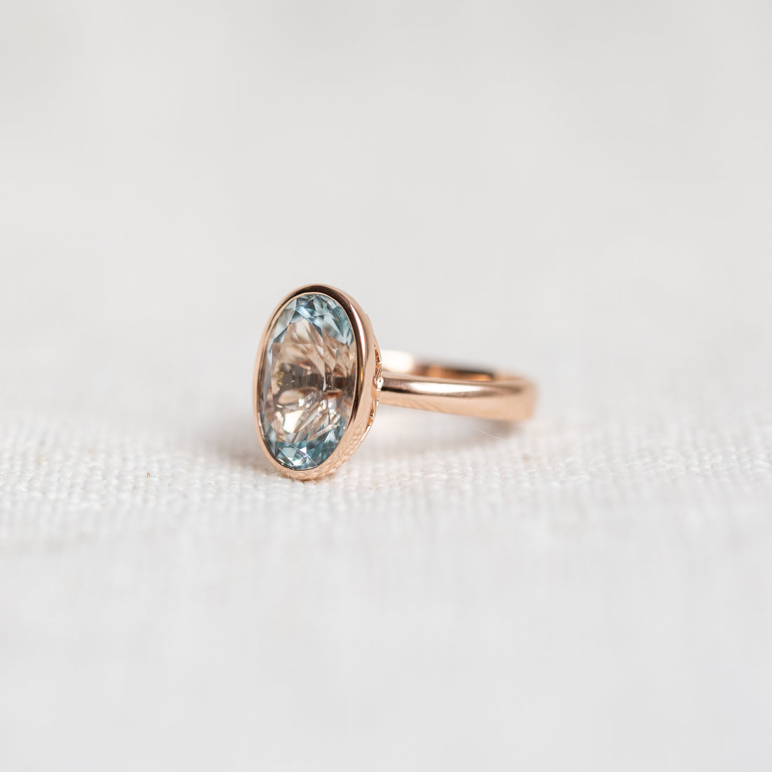 Limited Edition Rose Gold Oval Cut "Ice Blue" Killiecrankie Cocktail Ring