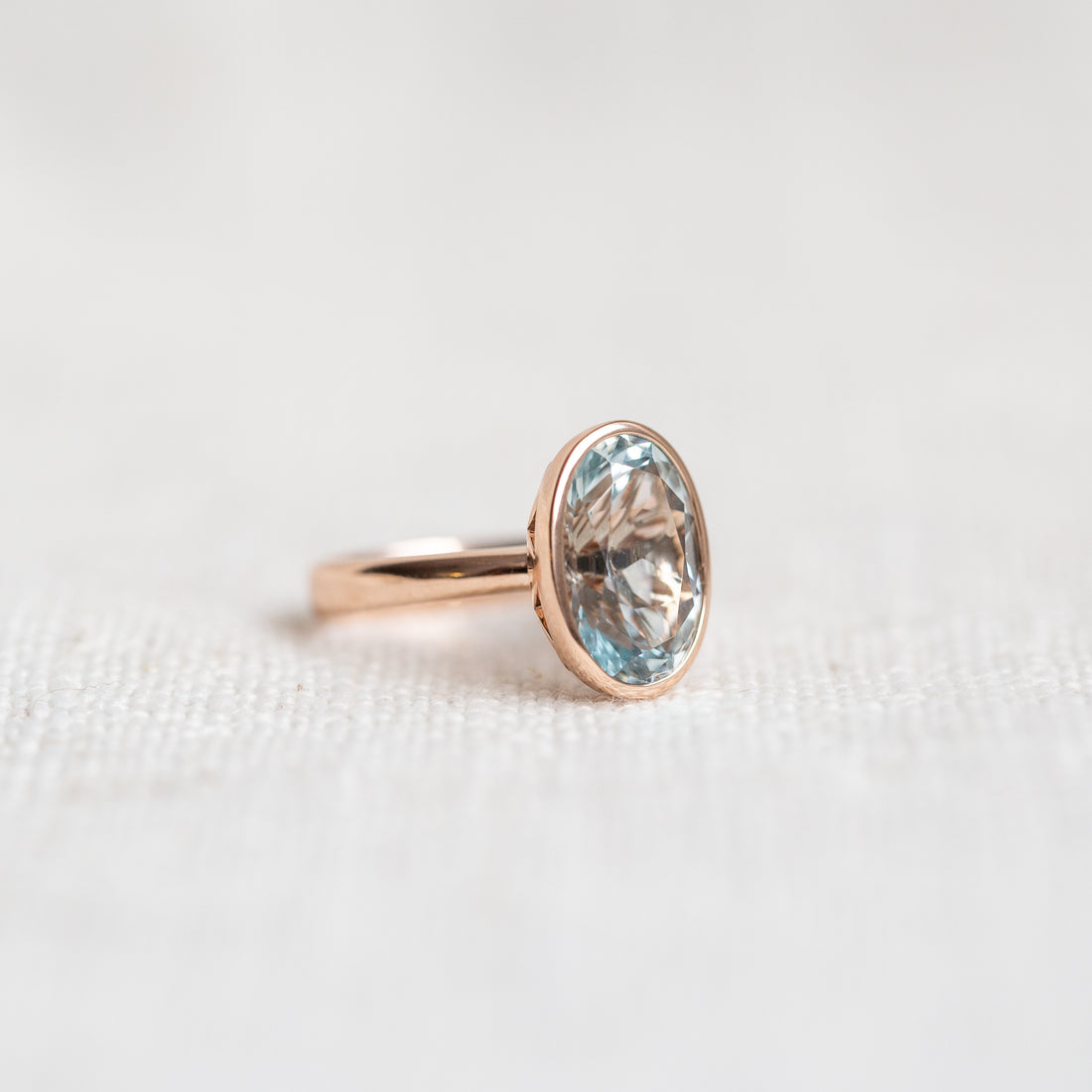 Limited Edition Rose Gold Oval Cut "Ice Blue" Killiecrankie Cocktail Ring