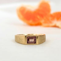 Artisan Signet Ring with Peach Sapphire