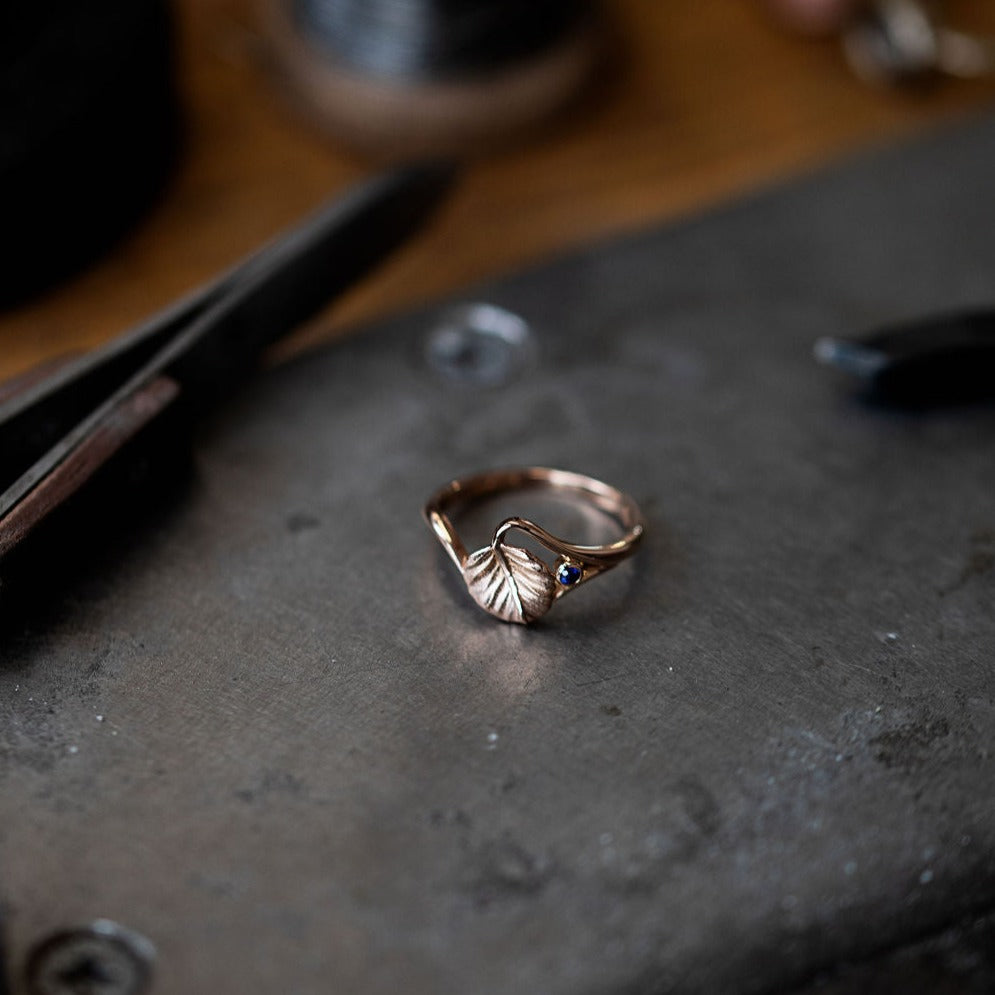 18K Rose Gold Small Tasmanian Sapphire Nothofagus Ring