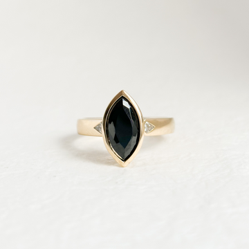 Yellow Gold Tasmanian Black Spinel & Diamond Ring (Limited Edition)