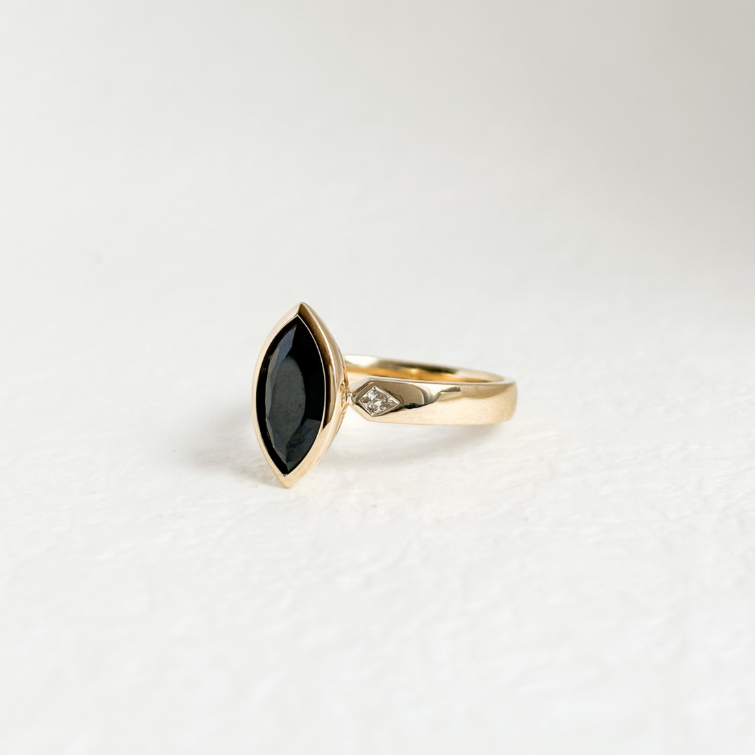 Yellow Gold Tasmanian Black Spinel & Diamond Ring (Limited Edition)