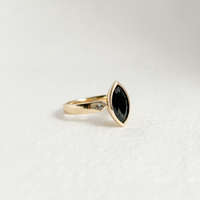 Yellow Gold Tasmanian Black Spinel & Diamond Ring (Limited Edition)