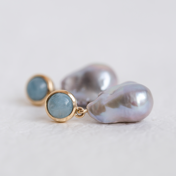 Aquamarine & Freshwater Pearl Drop Earrings