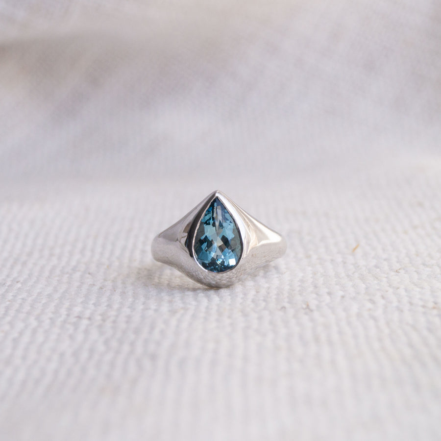 "Polaris" Ring Pear Cut Aquamarine 9K White Gold (Limited Edition)