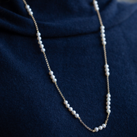 "Marine" 9K Yellow Gold and Freshwater Pearl Necklace.