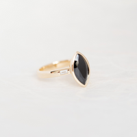 Yellow Gold Tasmanian Black Spinel Ring (Limited Edition)