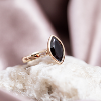 Yellow Gold Tasmanian Black Spinel Ring (Limited Edition)