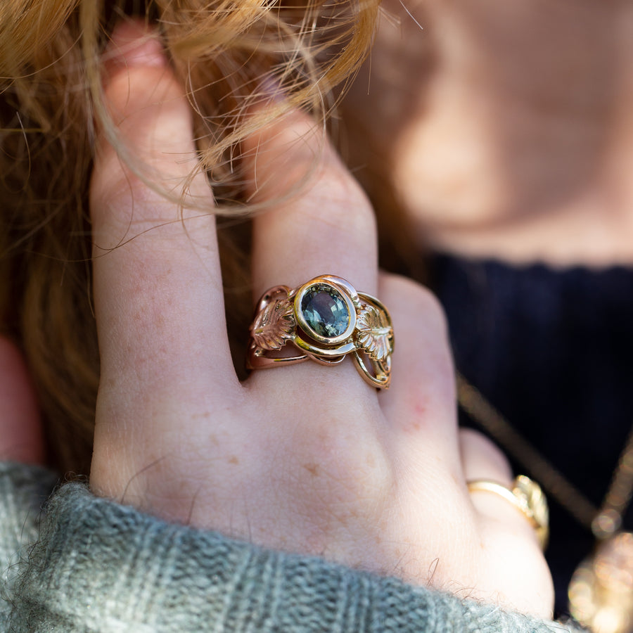 Nothofagus Limited Edition 18K Yellow & Rose Gold Green Tourmaline Ring