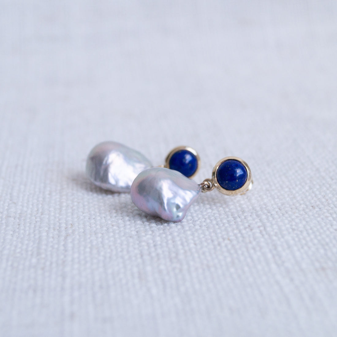 Limited Edition Lapis Lazuli & Freshwater Pearl Drop Earrings