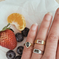 Artisan Signet Ring with Peach Sapphire