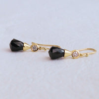 Limited Edition Tasmanian Black Spinel Briolette and Diamond Earrings