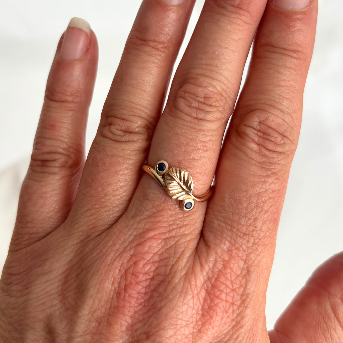 Nothofagus Twig Ring with Tasmanian Sapphires