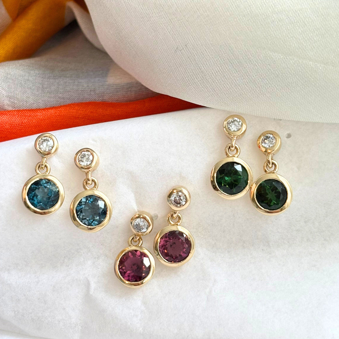 Pink Tourmaline and Diamond Earrings