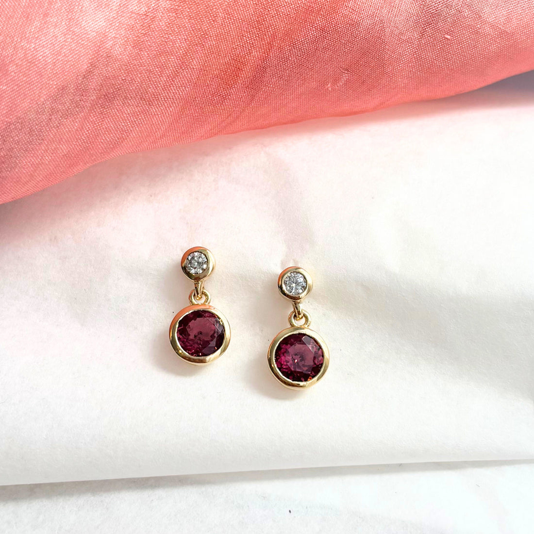 Pink Tourmaline and Diamond Earrings