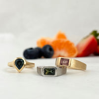 Artisan Signet Ring with Peach Sapphire
