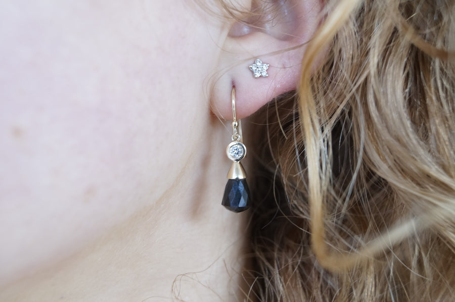 Limited Edition Tasmanian Black Spinel Briolette and Diamond Earrings