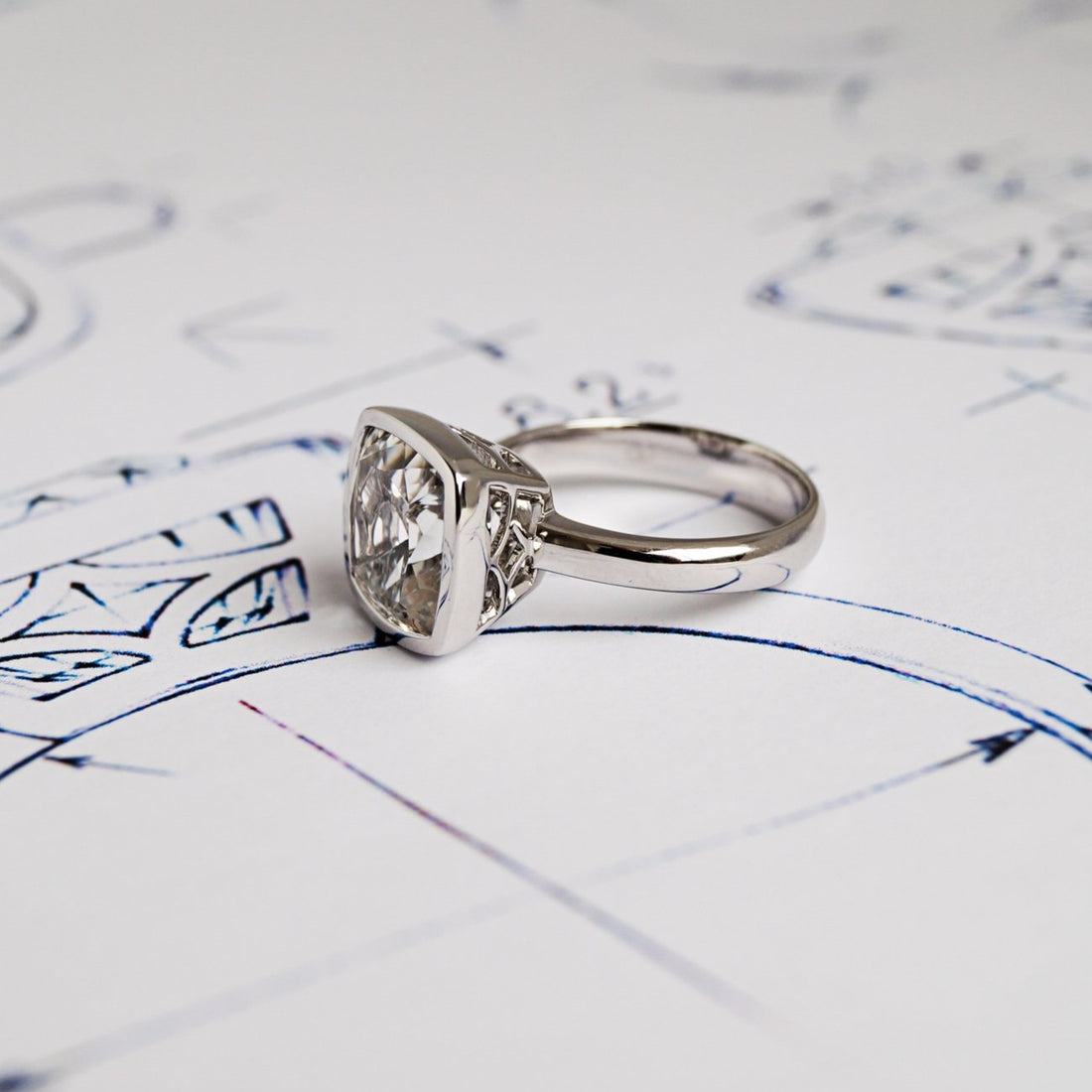 White Gold Cushion Cut Cocktail Ring (Limited Edition)